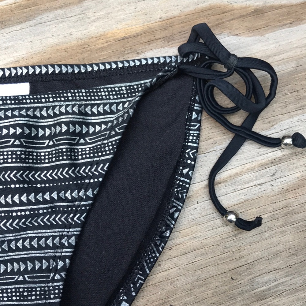 Silver foil and black Aztec bikini bottoms